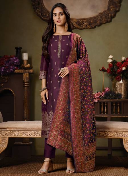Wine Colour Latest Exclusive Wear Jacquard silk with Swarovski work Salwar Suit Collection 4722